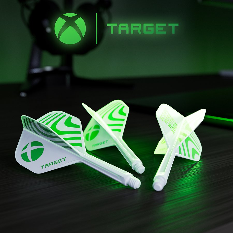 Target XBOX No.2 K Flex — three white flights and shafts