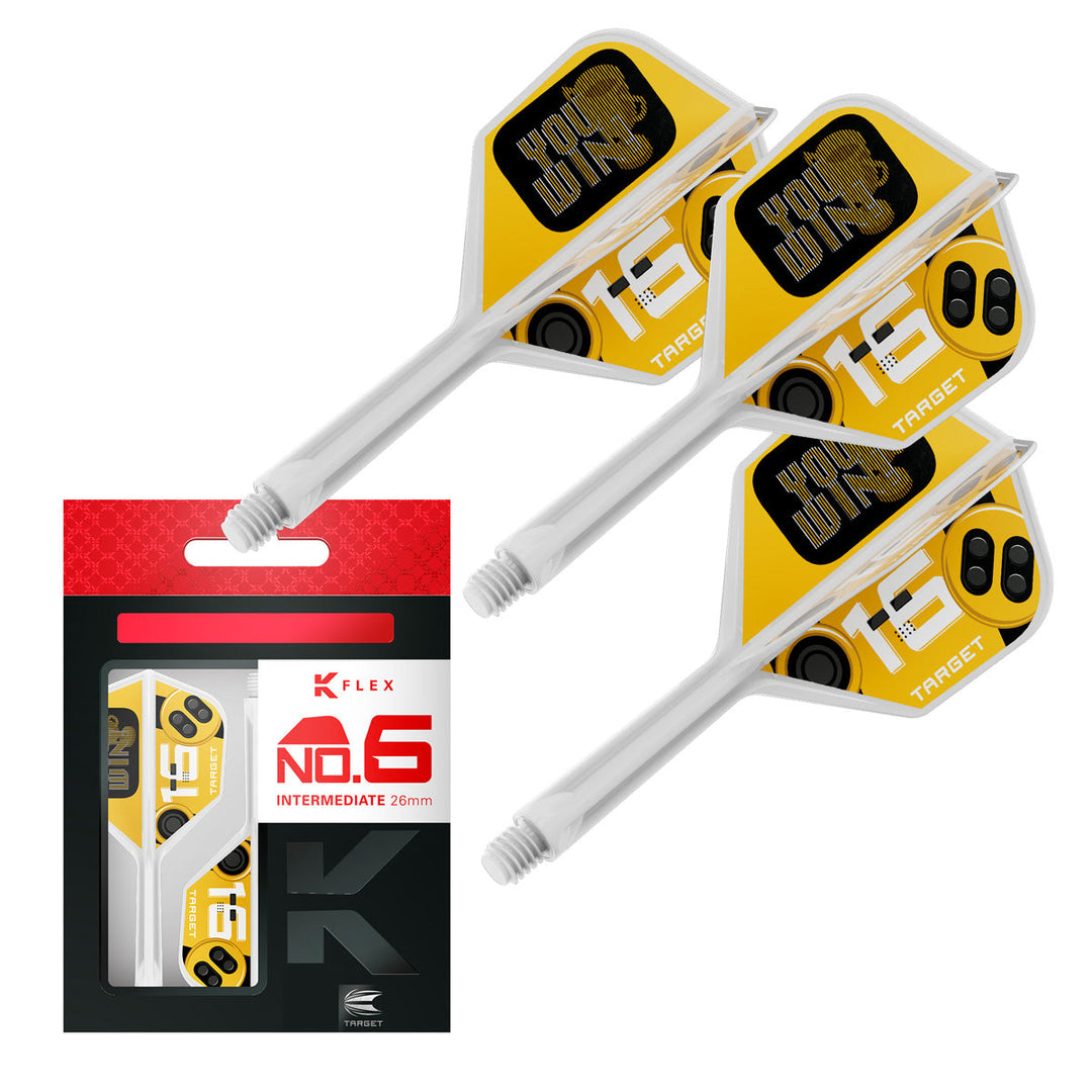 Target You Win K Flex No.6 — yellow flights and shafts with packaging