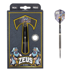 Tex Zeus Steel Tip Darts 90% Tungsten — dart and packaging