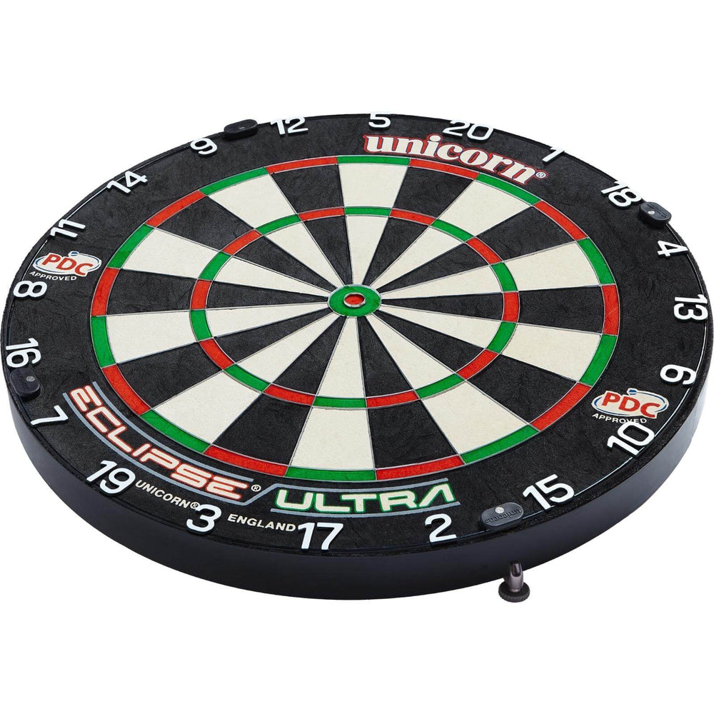 Unicorn Eclipse Ultra Dartboard — dartboard, angled view