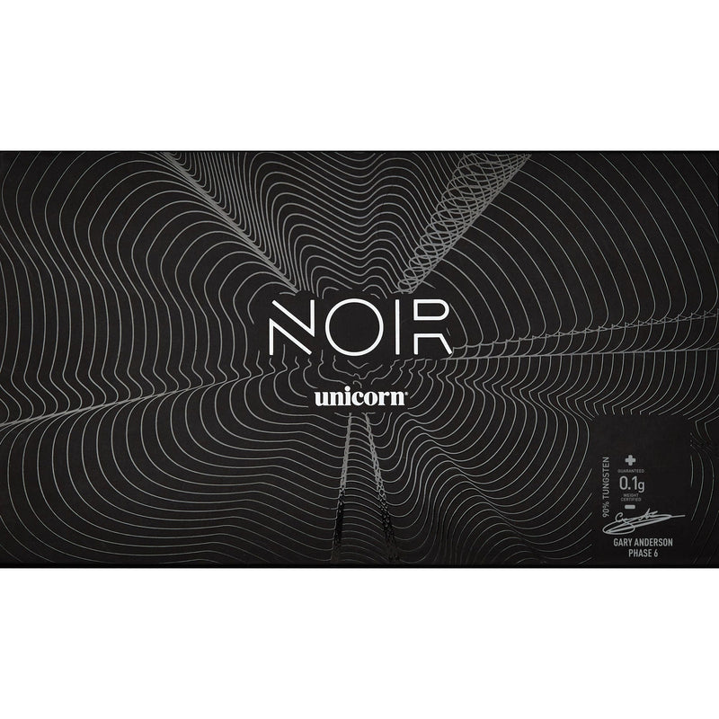 Unicorn Gary Anderson Noir Phase 6 90% Tungsten darts — retail packaging