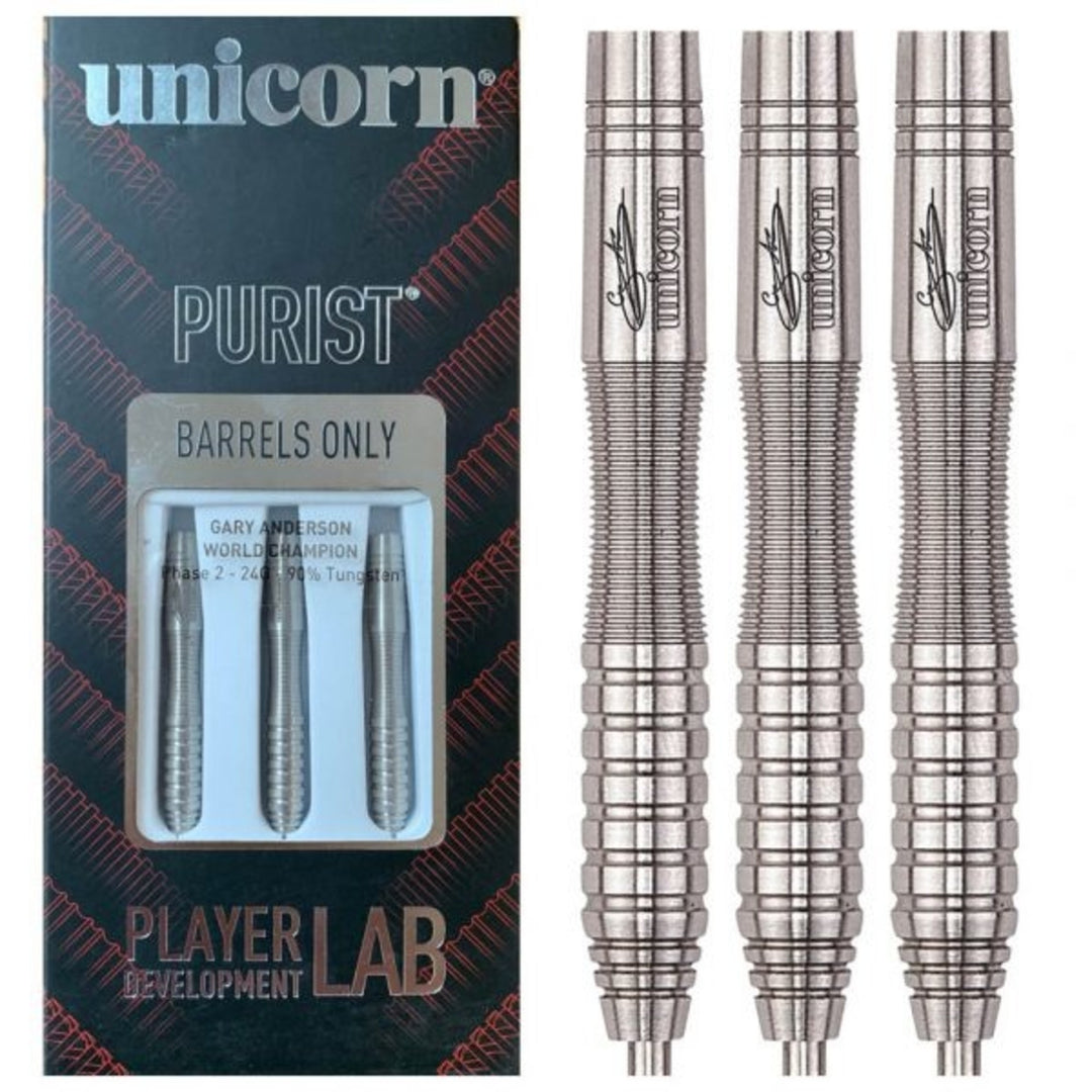 Unicorn Gary Anderson Purist Phase 2 Steel Tip Darts - 90% Tungsten 24g