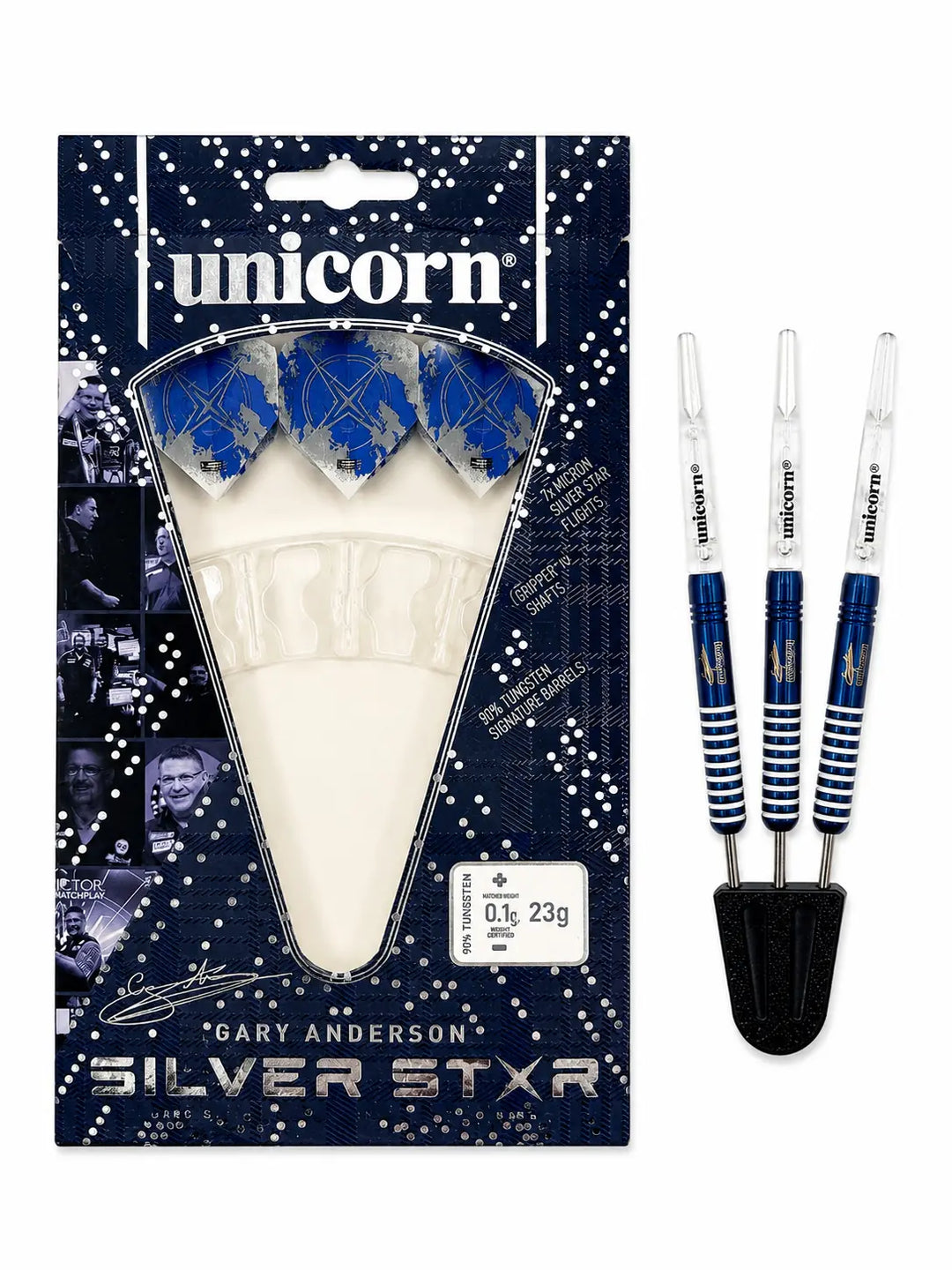 Unicorn Gary Anderson Blue Silver Star 90% Tungsten 23g - Trade in Collection