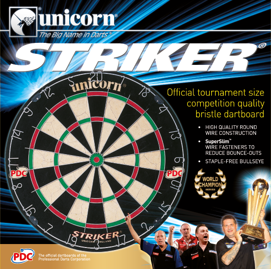 Unicorn Striker Dartboard — retail packaging