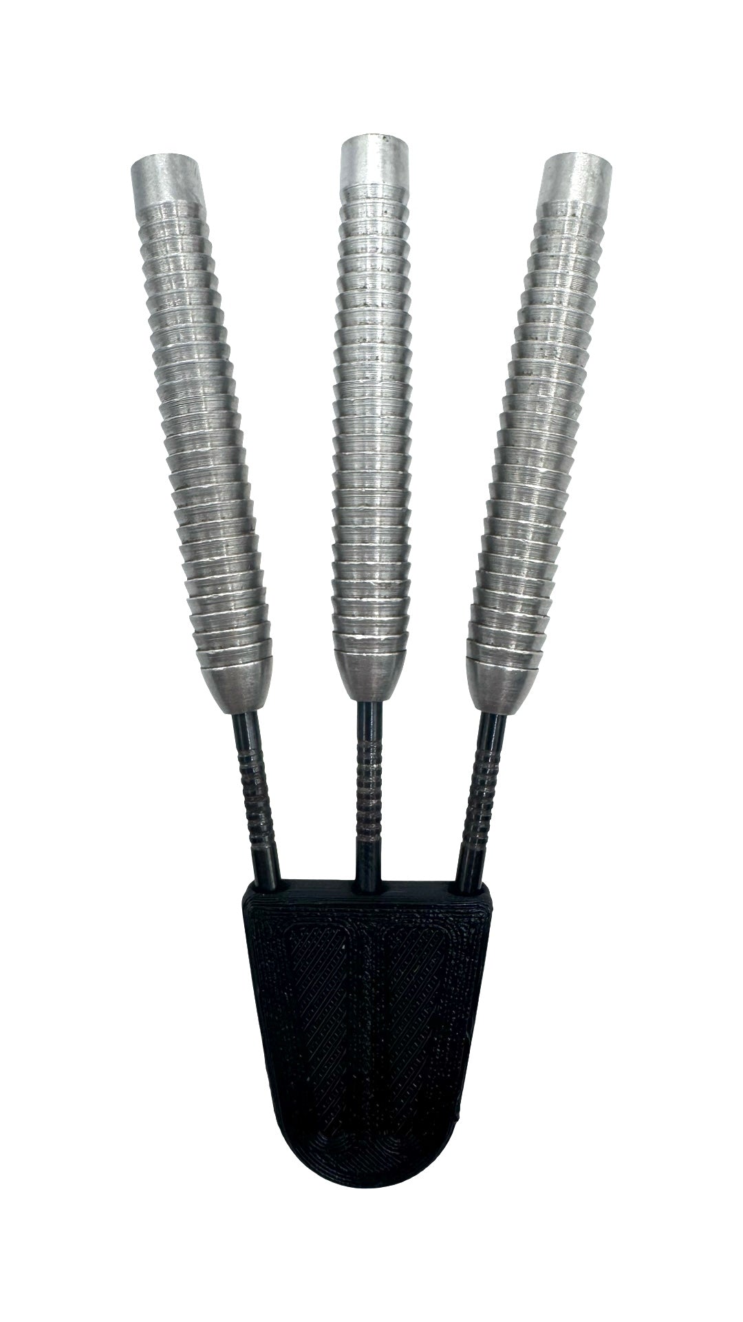 Used Victory Razor Shark Grip Barrel Darts 80% Tungsten 22g — three barrels in a point protector