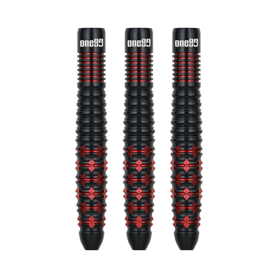 One80 Vaelkris V3 Steel Tip Darts - 90% Tungsten — three barrels, without shafts, flights or points