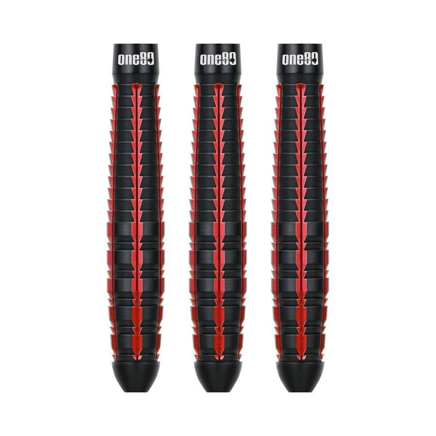 One80 Vaelkris V5 Steel Tip Darts - 90% Tungsten — three barrels, without shafts, flights or points