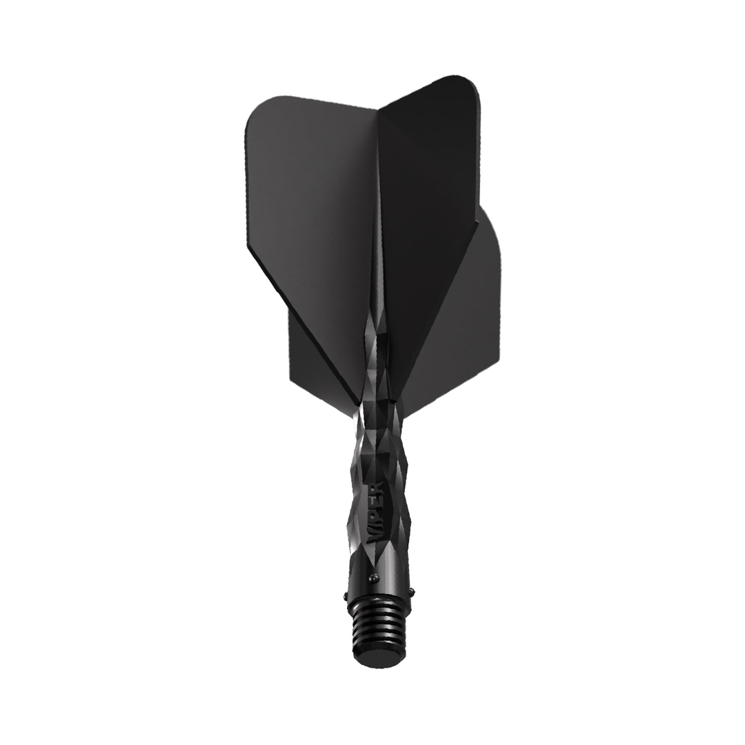 Viper Diamond Core Moulded Flights & Shafts in Black; one integrated flight and shaft shown.