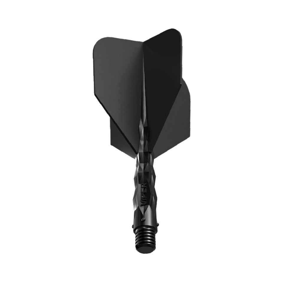 Viper Diamond Core Standard flight and shaft in Black; one integrated flight and shaft shown on white.