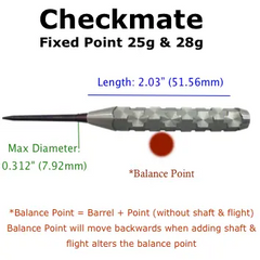 Voks Checkmate darts — barrel dimensions diagram