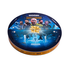 Advent Calendar – round blue calendar box with darts player artwork