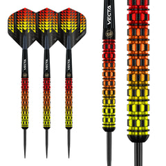 Winmau Firestorm Flame Steel Tip Darts 90% Tungsten — three darts and barrel close-up