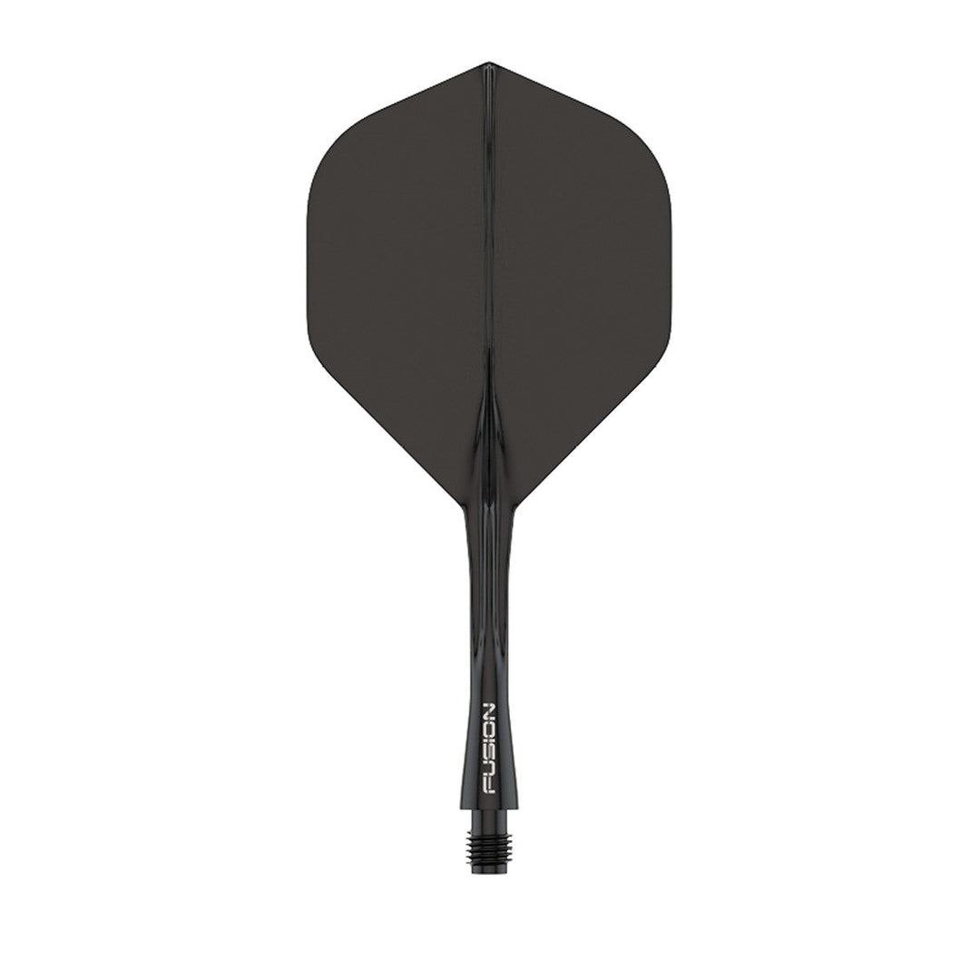 Winmau Fusion Integrated Flight And Shaft — black integrated flight and shaft, side view