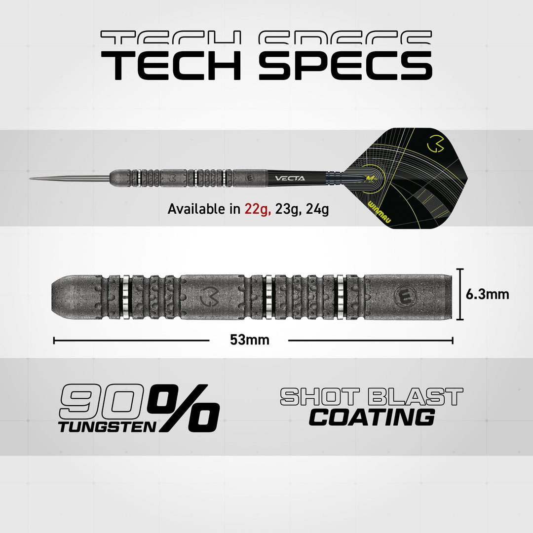 MVG Signature Edition Steel Tip Darts – dart and barrel dimensions chart