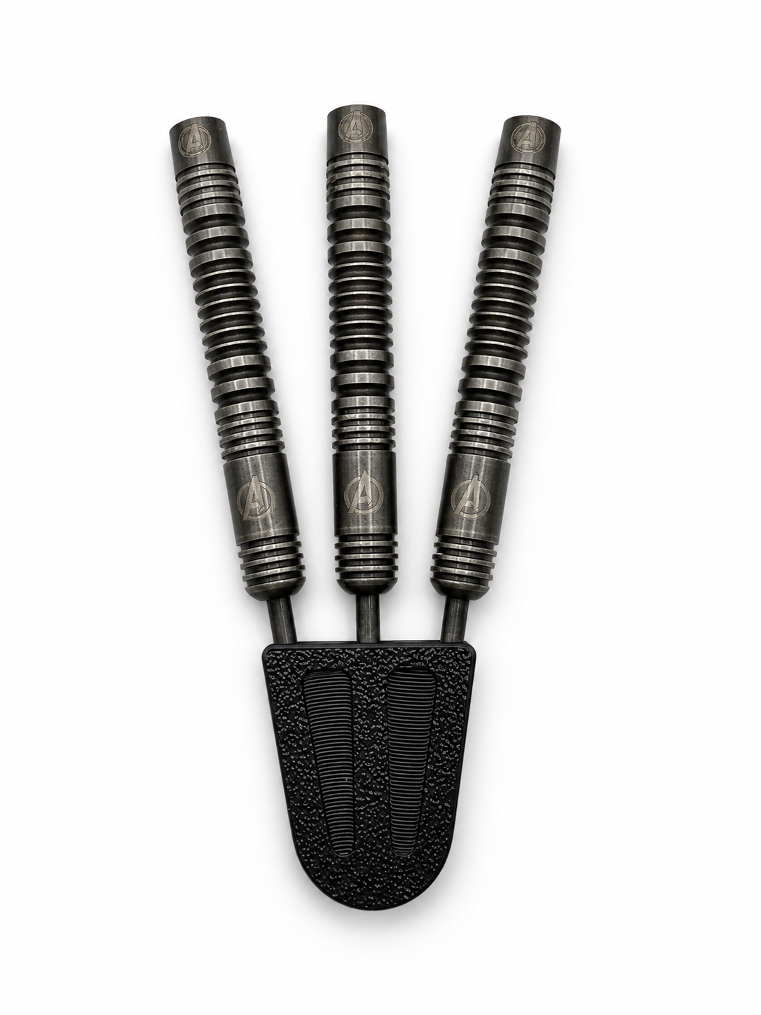 Paul Nicholson Onyx Grip 90% Tungsten Steel Tip Darts - Used / Trade-In — three barrel close-ups