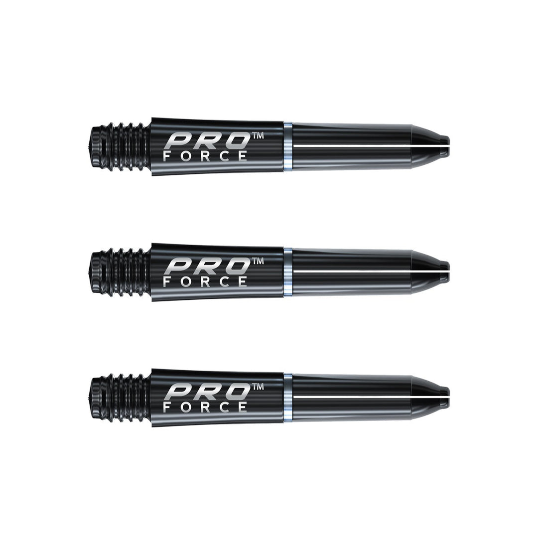 Winmau Pro Force Dart Stems — three black shafts