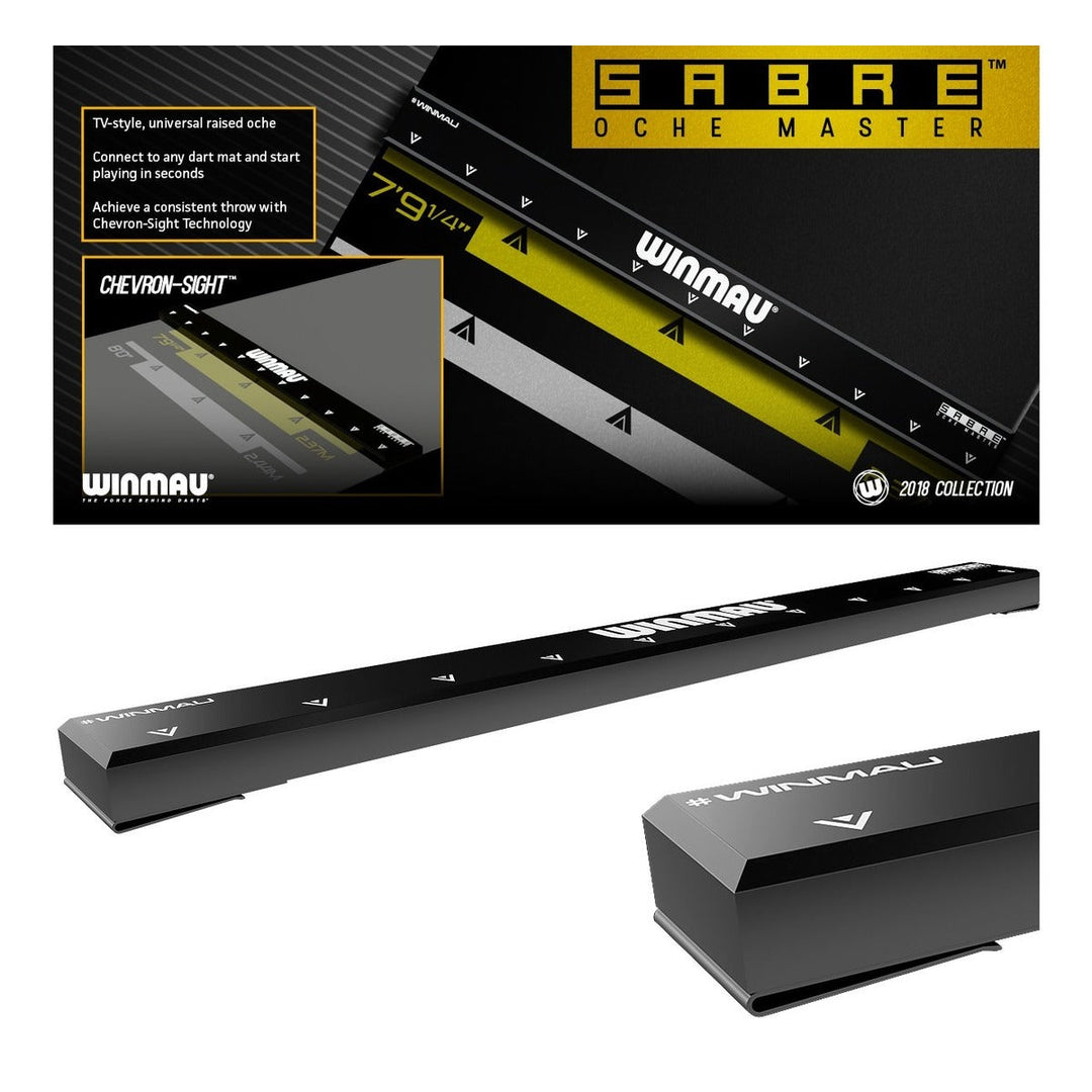 Winmau Sabre Raised Oche Master angled product views with packaging