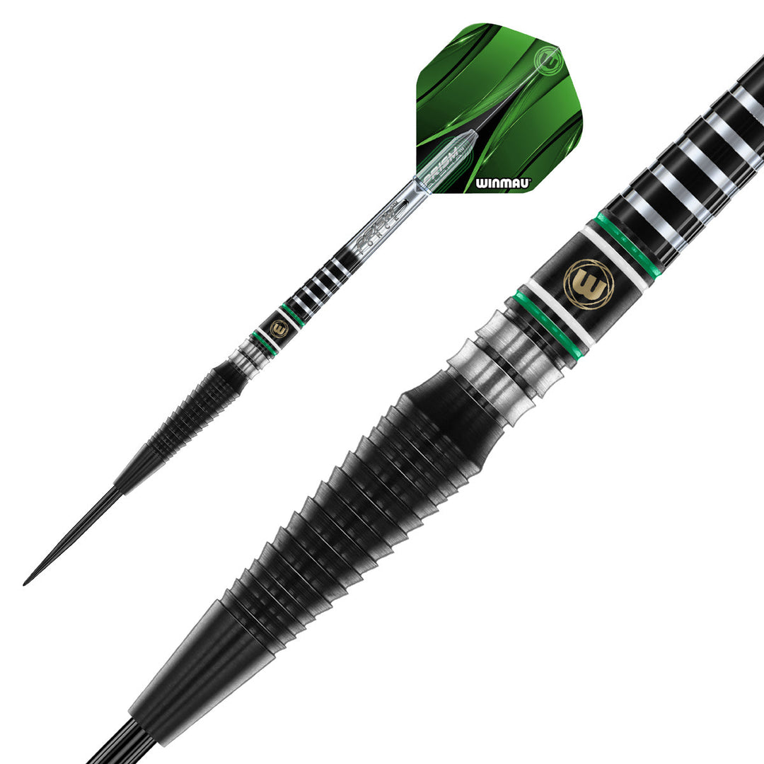 Winmau Sniper Black Steel Tip Darts 90% Tungsten — barrel and grip close-up