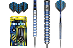Winmau Sub Zero Steel Tip Darts 80% Tungsten — dart, barrel detail and packaging