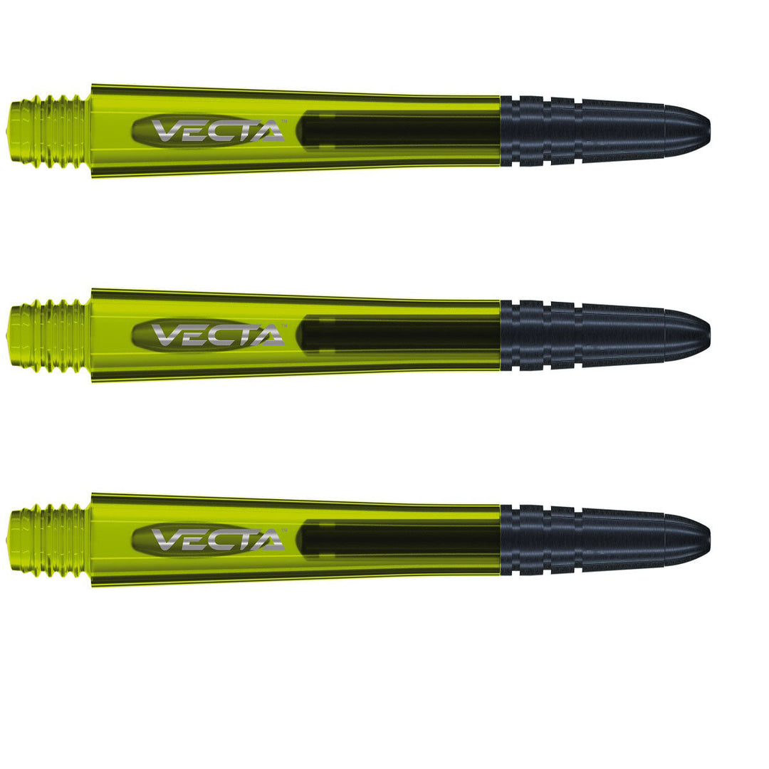 Winmau Vecta Polycarbonate Dart Stems With Aluminium Tips — three green shafts