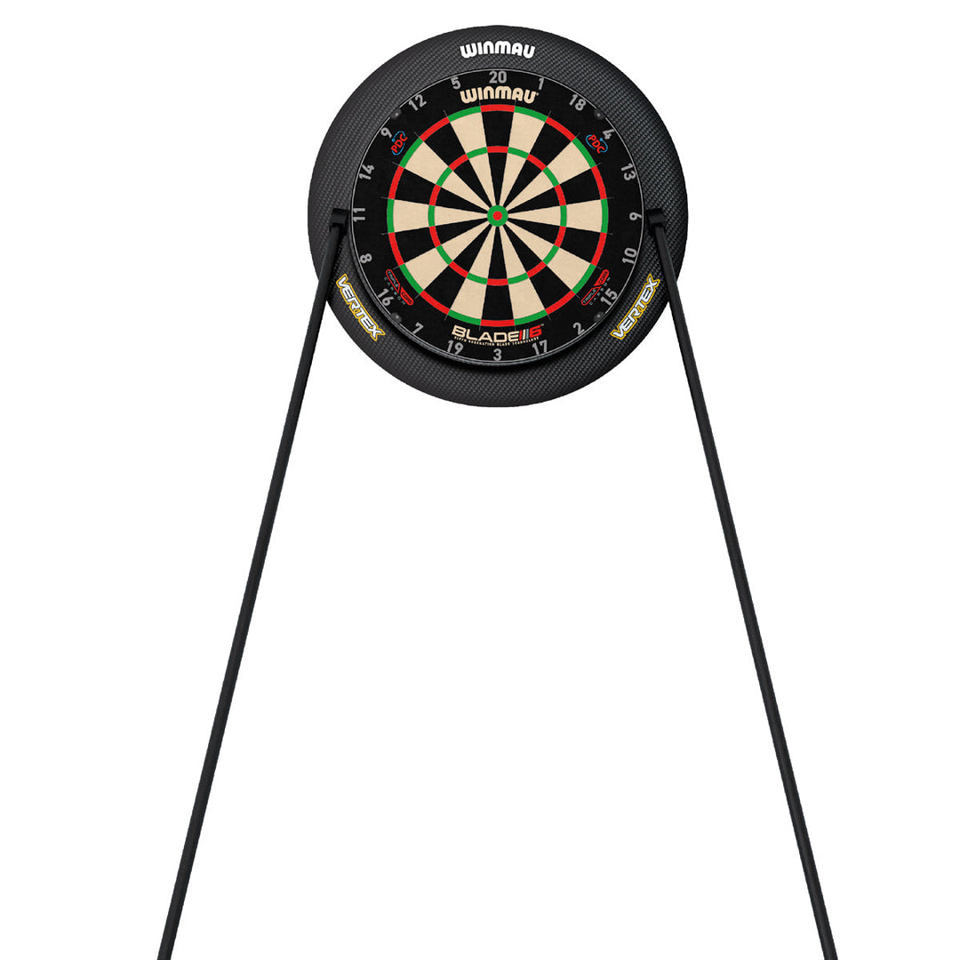 Winmau Vertex Dartboard Stand — stand with a mounted dartboard