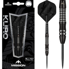 Mission Kuro M2 95% Tungsten Darts — dart, barrel detail and packaging