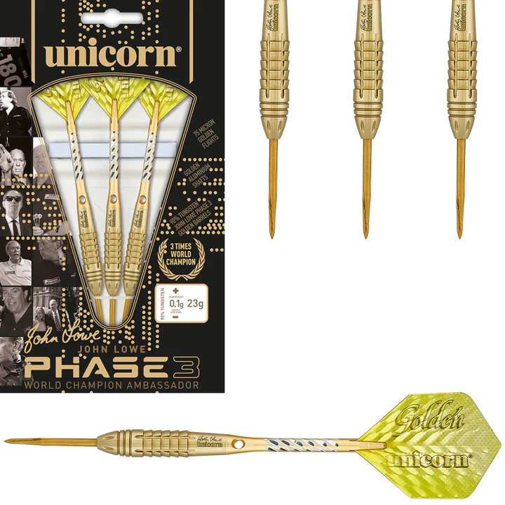 Unicorn - John Lowe World Champion Phase 3 Steel Tip Darts - from On Point Darts