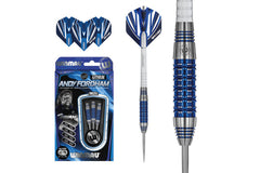 Winmau Andy Fordham Steel Tip Darts 90% Tungsten — dart, barrel detail and packaging