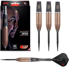 Target Power 9Five Gen 5 Steel Tip Darts 95% Tungsten — set contents and packaging