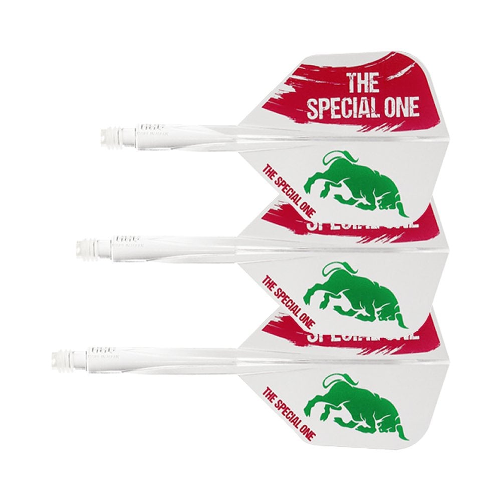Condor Jose De Sousa Axe Dart Flights Small Shape — three white flights and shafts
