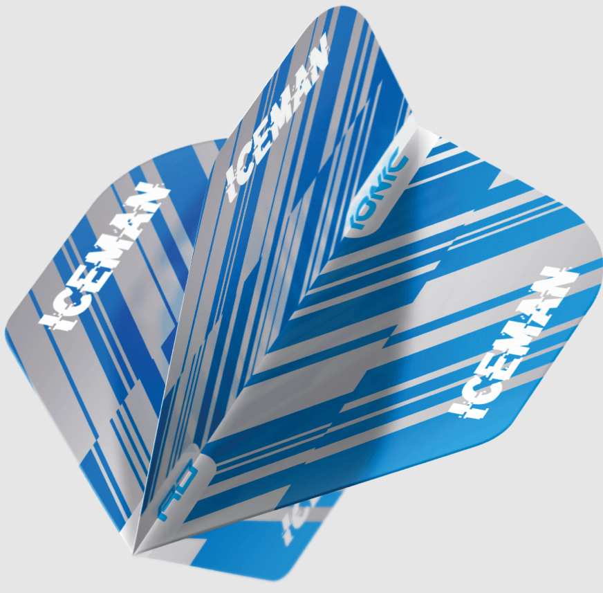 Red Dragon Gerwyn Price Hardcore Ionic Flights Blue And — flight design, angled view