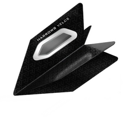 Harrows Velos Dart Flights Black — flight design, angled view