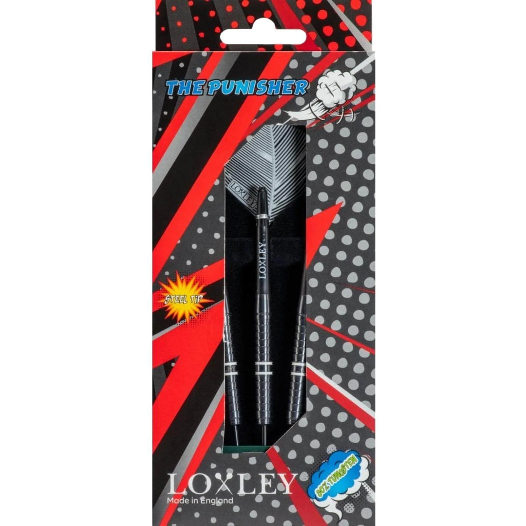 Loxley The Punisher 90% Tungsten Darts — retail packaging