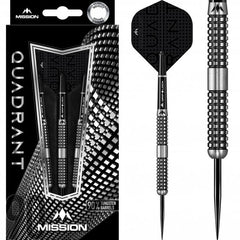 Mission Quadrant M4 90% Tungsten Darts — dart, barrel detail and packaging