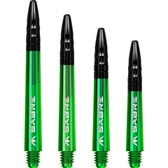 Mission Sabre Polycarbonate Dart Shafts / Stems — green shafts in different lengths