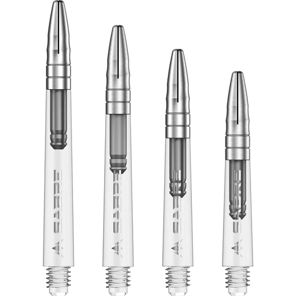 Mission Sabre Polycarbonate Dart Shafts / Stems — three clear shafts