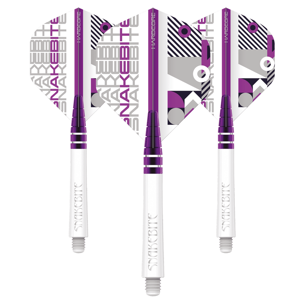 Red Dragon Snakebite Flight and Shaft Combo — three white flights and shafts
