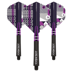 Red Dragon Snakebite Flight and Shaft Combo — three black flights and shafts