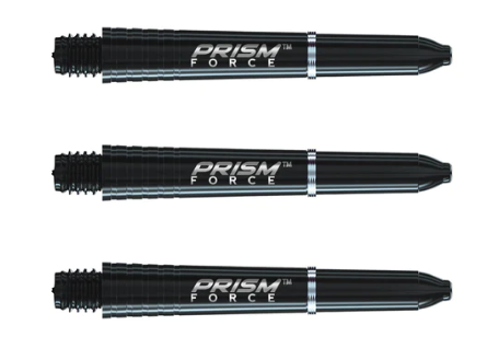 Winmau Prism Force Dart Stems / Shafts — three black shafts