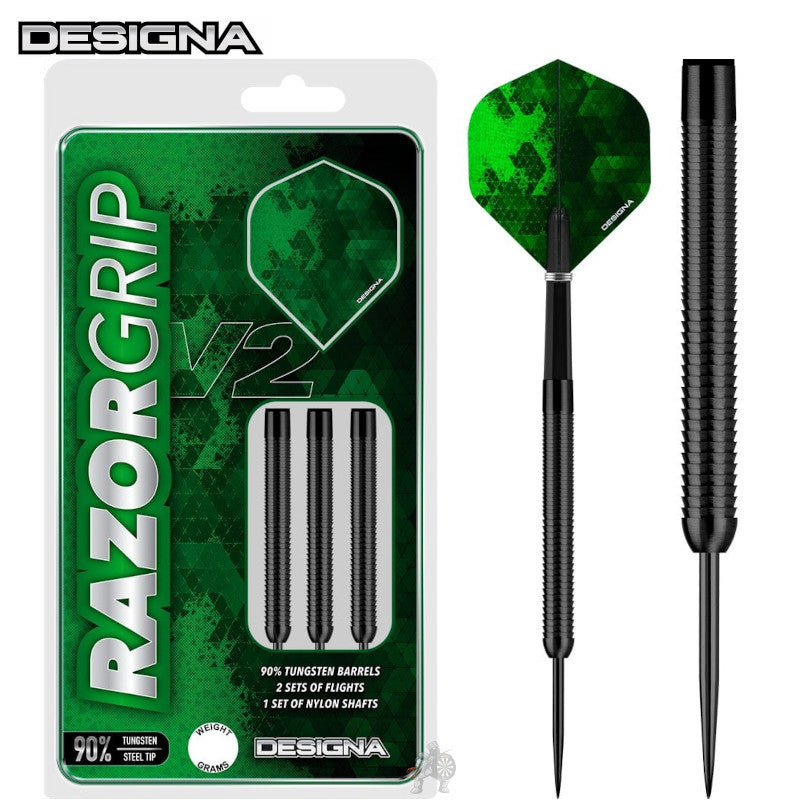 Razor Grip V2 Black - M4 Steel Tip Darts - 90% Tungsten — three barrel close-ups