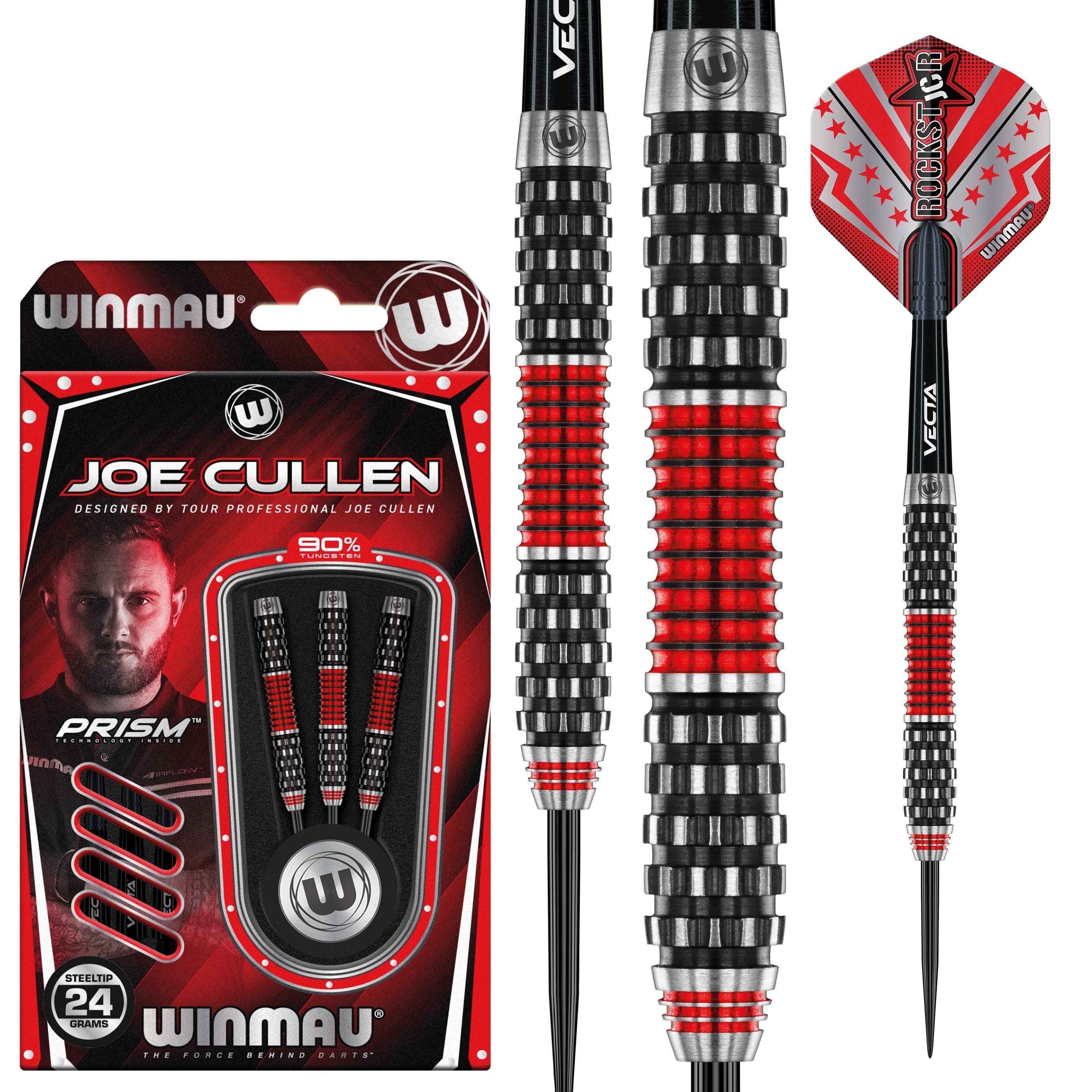 Joe Cullen Rockstar Steel Tip Darts - 90% Tungsten — three barrel close-ups