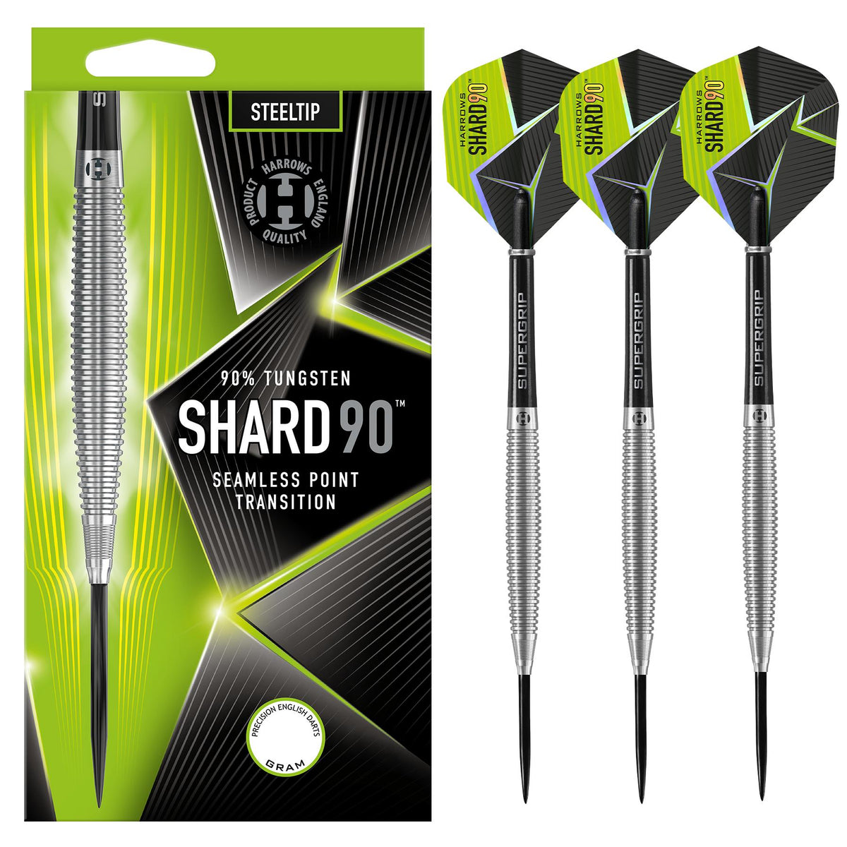 Shard 90 Steel Tip Darts - 90% Tungsten — three barrel close-ups