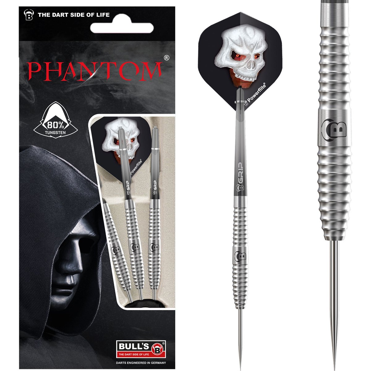 Phantom Pt3 Steel Tip Darts - 80% Tungsten — three barrel close-ups