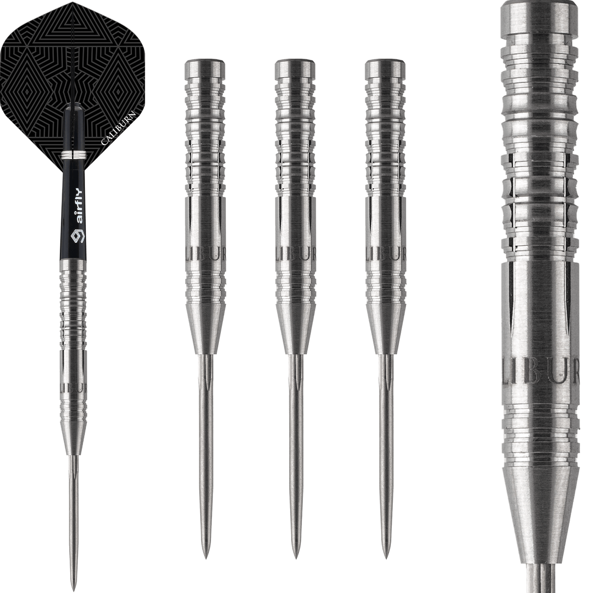 Hunt H1 Steel Tip Darts - 90% Tungsten — three barrel close-ups