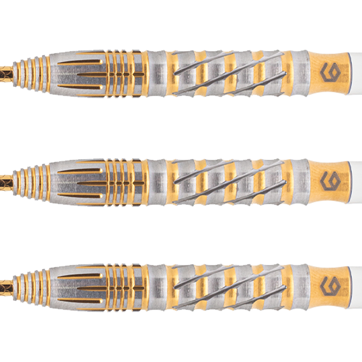 Leopard Steel Tip Darts - 90% Tungsten — three barrel close-ups