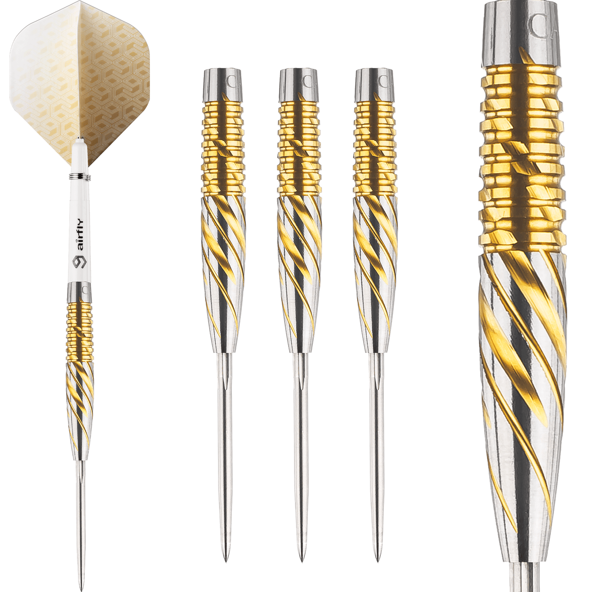 Nexus N1 Steel Tip Darts - 95% Tungsten — three barrel close-ups