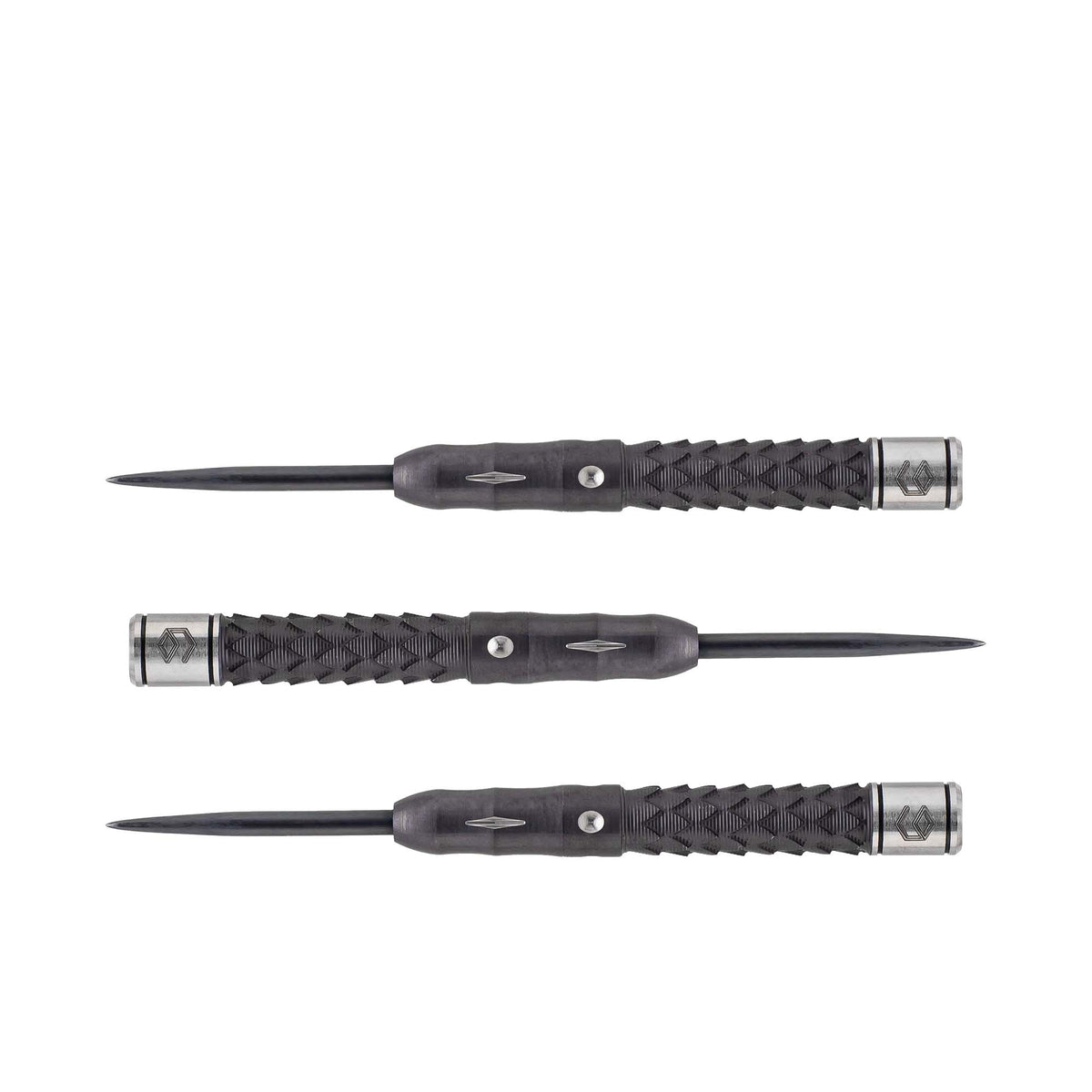 Orca Black Titanium Steel Tip Darts - 95% Tungsten — three barrel close-ups