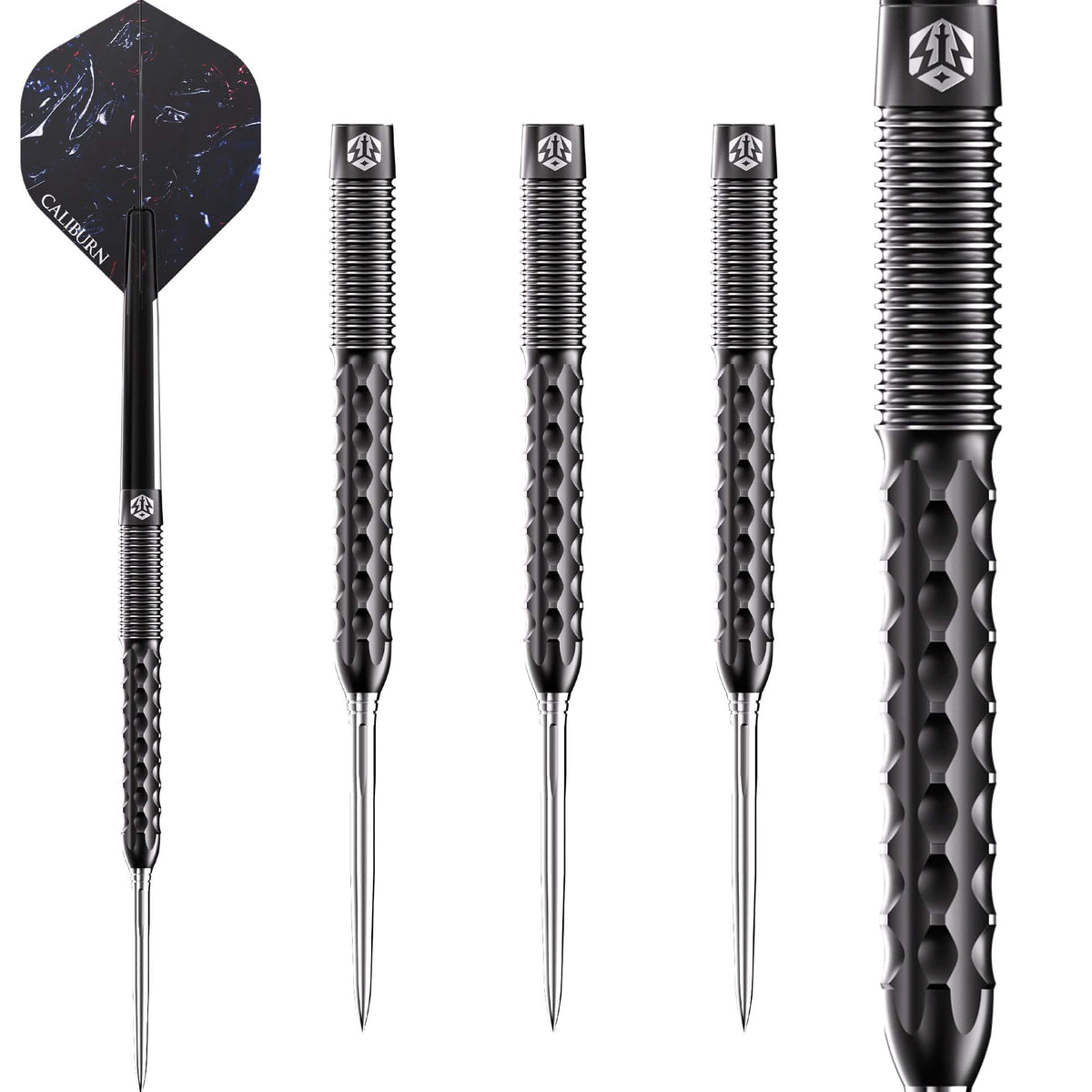 Sword S1 Steel Tip Darts - 95% Tungsten — three barrel close-ups