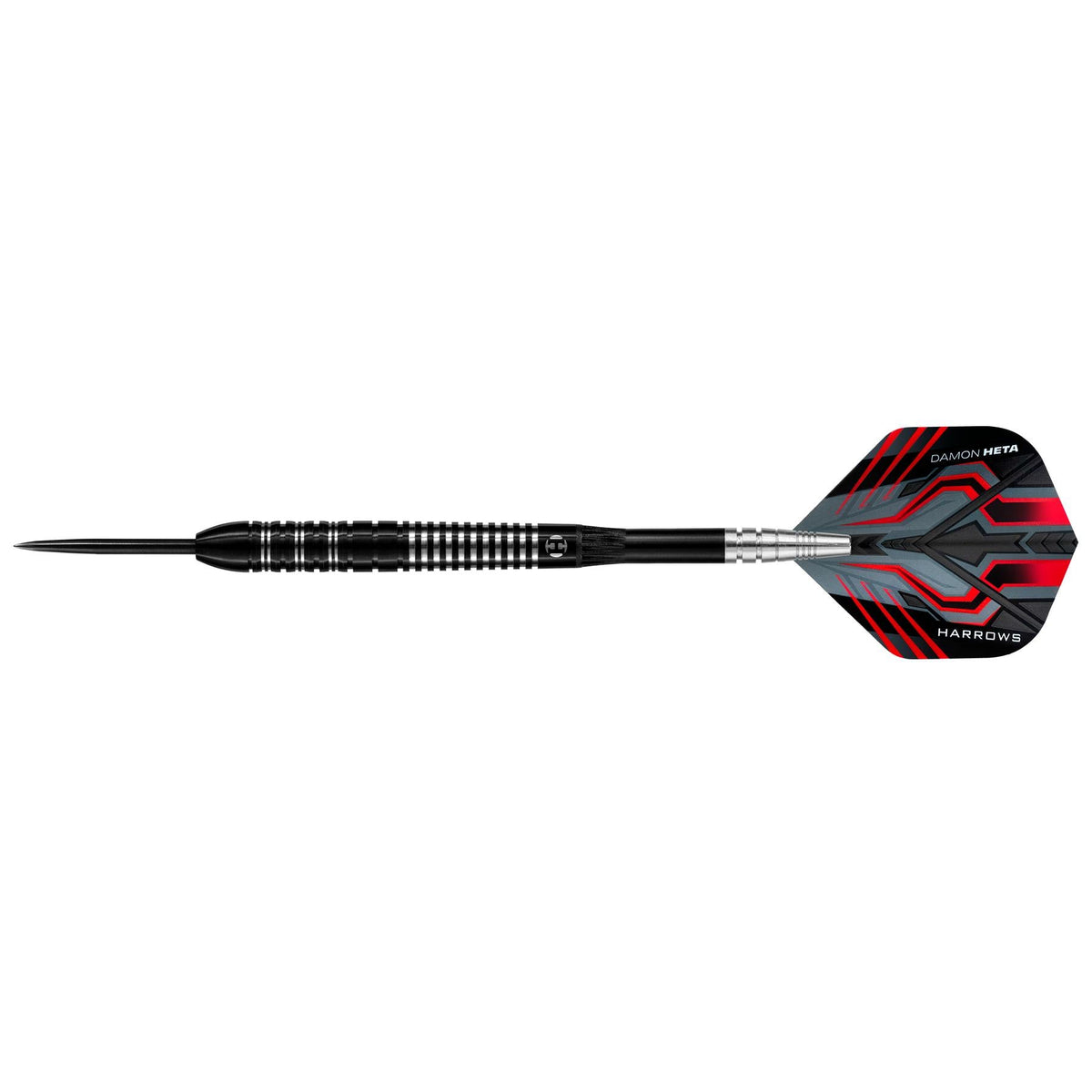 Harrows Damon Heta Black 90% Tungsten Darts — three barrel close-ups