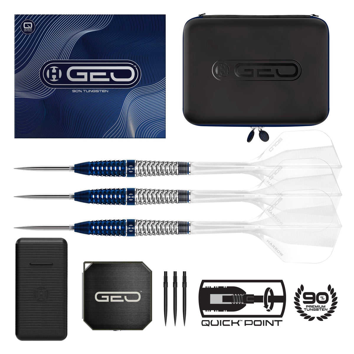 Geo Torpedo QP Steel Tip Darts - 90% Tungsten — three barrel close-ups